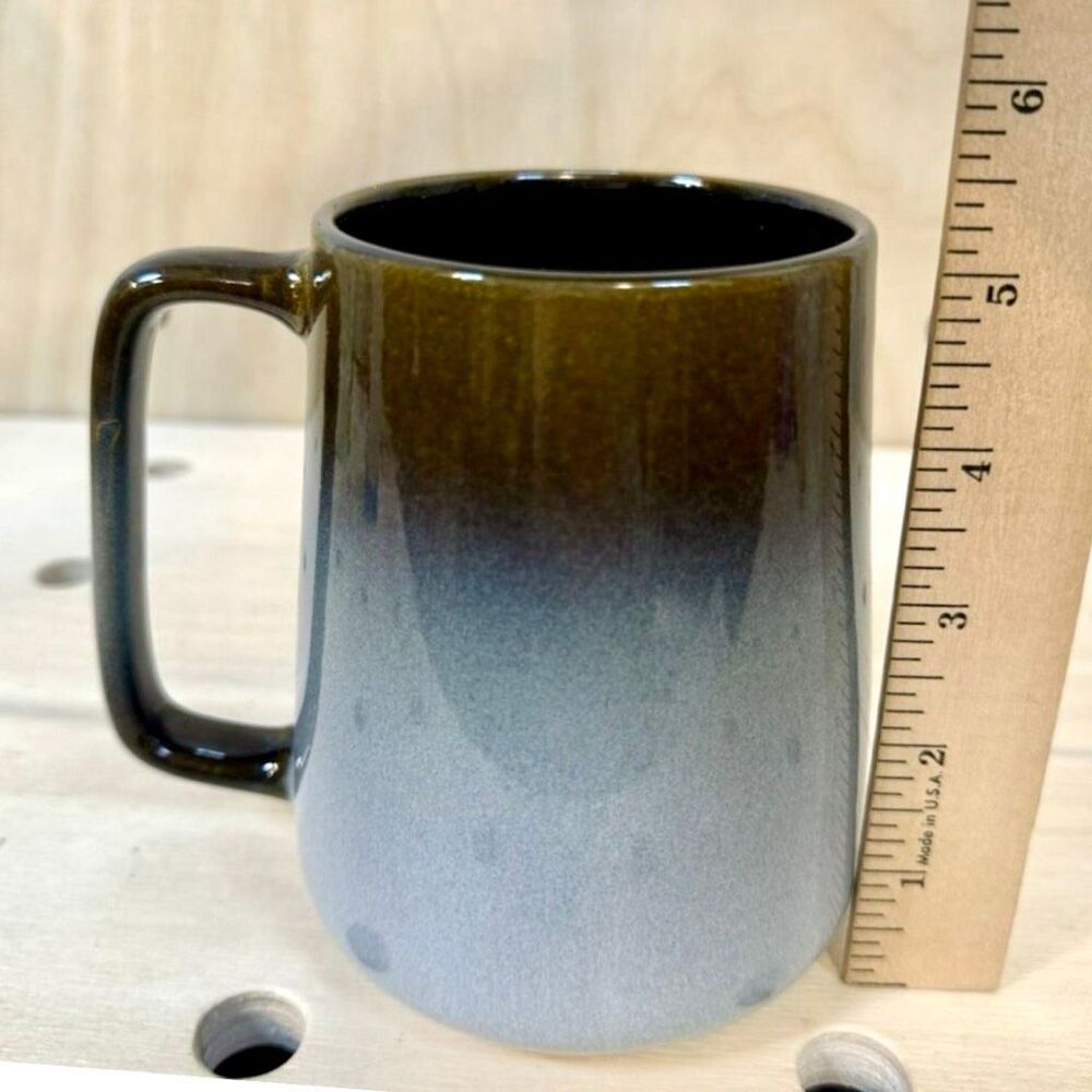NWT Gorgeous World Market Ombré Blue And Brown Reactive Glaze Ceramic 22 oz Mug - Picture 5 of 9